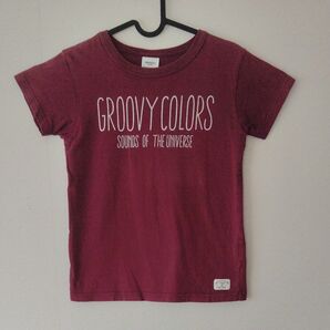 150サイズ GROOVY COLORS 半袖Tシャツ グルービーカラーズ FITH デニムダンガリー バーガンディ色