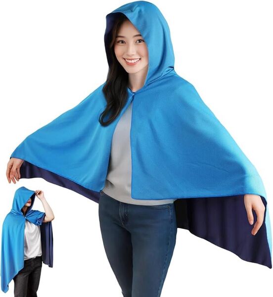 新品 冷感ポンチョ 冷却 暑さ対策グッズ ひんやり 160cm×80cm