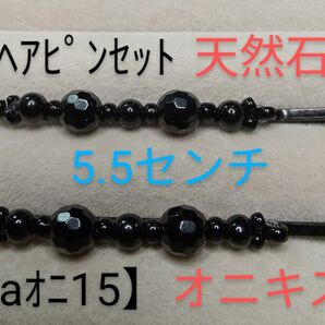 【aオニ15】ヘアピンセット(天然石)オニキス黒
