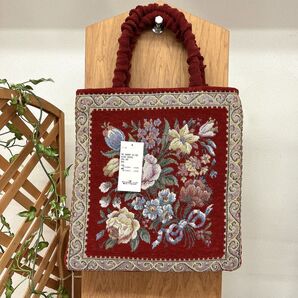 個性的ハンドバッグ トートバック 花柄 レッド系