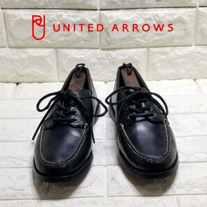 UNITED ARROWS ブラック モカシン・デッキシューズ 7.5