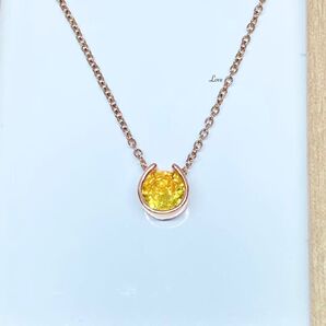 ホースシュー シトリン 馬蹄 ネックレス ステンレスチェーン ピンクゴールド