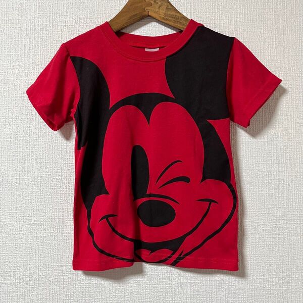 ディズニー ミッキー半袖Tシャツ 赤 キッズ110cm