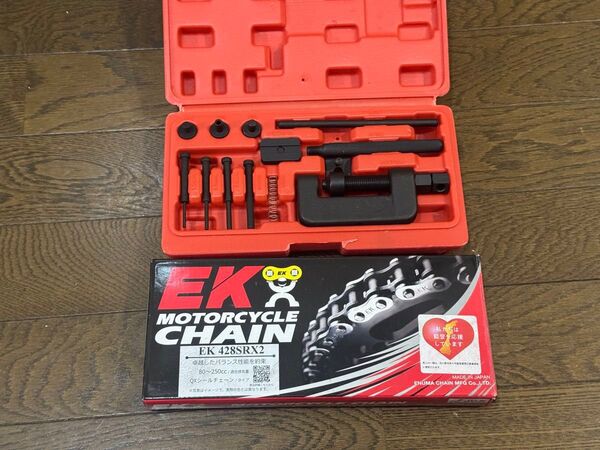EKチェーン(江沼チェーン) バイク チェーン SRXシリーズ 428SRX2-110L スチール MLJ カシメ器付き!