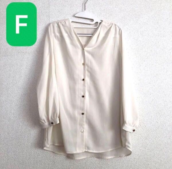Vis【EASY CARE】Vネック前開き7分袖ブラウス