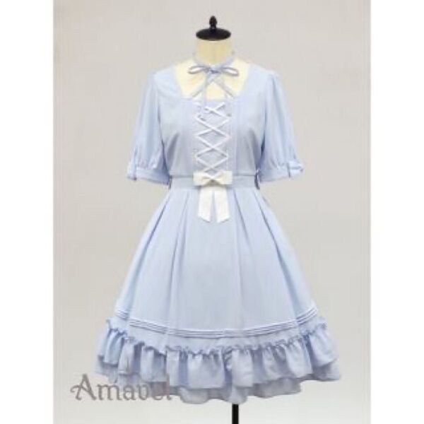 Amavel Sweet Ribbonワンピース サックス