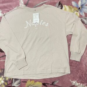 Naples ロゴ刺繍ロングスリーブTシャツ L ベージュ 未使用