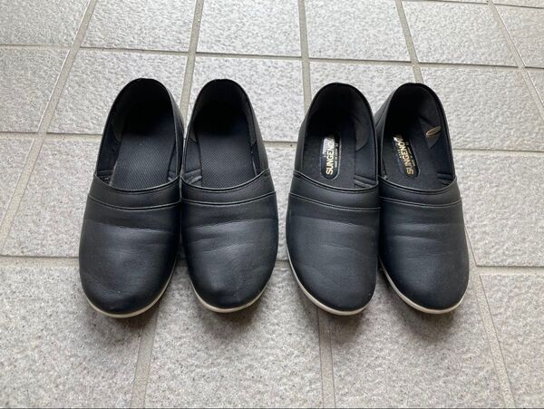 パンプス ペタンコ 靴 黒 ブラック 幅広 M 23 まとめて