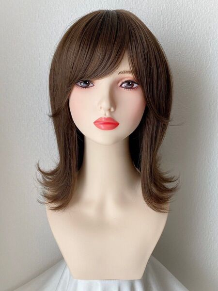 新品 フルウィッグ ボブ ミディアム ブラウン 耐熱 かつら ウィッグ