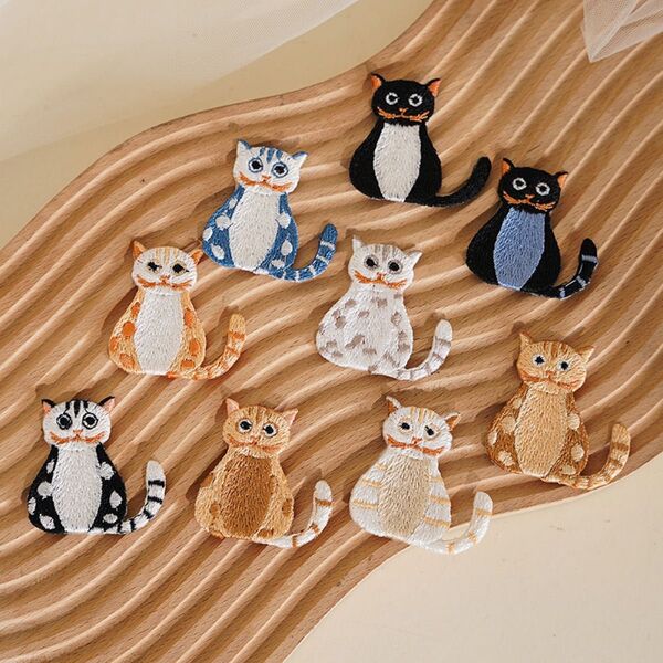 猫 刺繍ワッペン 9個セット まとめ売り