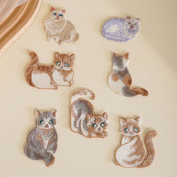 猫 刺繍ワッペン 7個セット まとめ売り