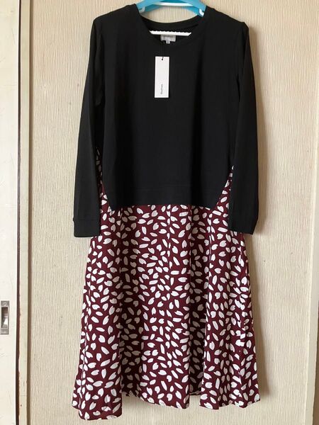 ワンピース Diosfront 異素材ドッキングワンピース