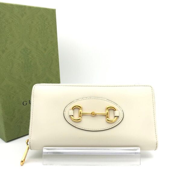 正規品 新品同様 グッチ財布 グッチホースビット グッチレザー ラウンドファスナー GUCCI