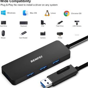 BENFEI USB 3.0 ハブ 4-in-1 USB 3.0黒 2個セット