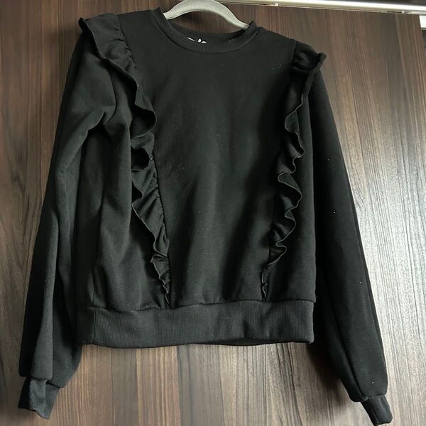 スウェット トレーナー M 黒 裏起毛 angecharme 辻希美 TUJマエラッフル