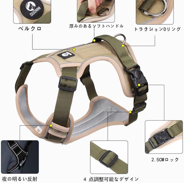 ハーネス 小型犬用 抜けない ハンドル付 簡単着脱 引っ張り防止 咳き込み軽減