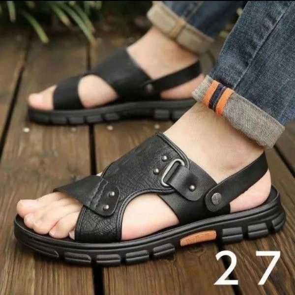 サンダル 27 歩きやすい 春 秋 夏 外履き オシャレ ビーチ 黒 父の日