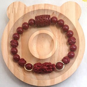 ⑫ 天然石 辰砂 貔貅 ブレスレット パワーストーン