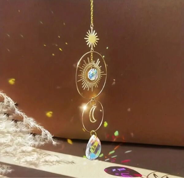 サンキャッチャー 月 太陽 クリスタル チャーム