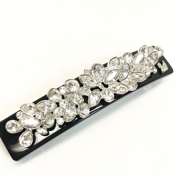 極美品 SWAROVSKI スワロフスキー バレッタ クリアストーン