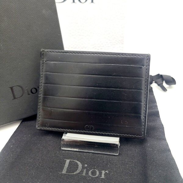 Dior ディオール カードケース パスケース 定期入れ 本革 箱 専用保護袋 ブラック