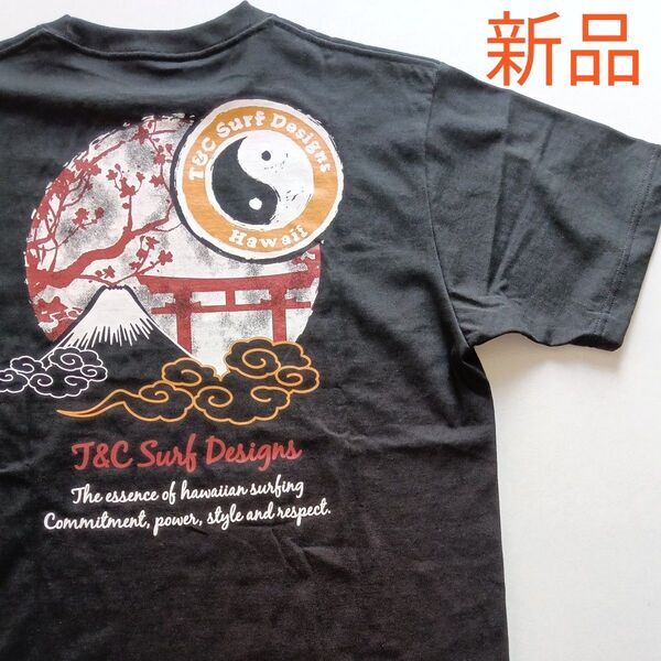 新品T&C Surf Designs ハワイアン柄 Tシャツ、L、マウント富士、メンズ、ガールズ、レディース、ボーイズ、和テイスト