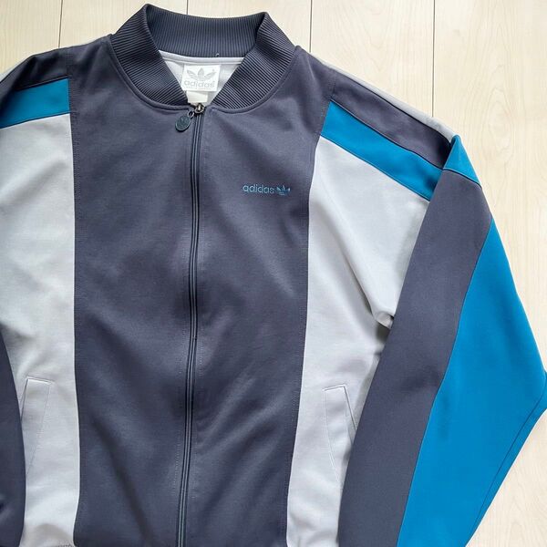 90s adidas アディダス トラックジャケット ジャージグレー ブルー
