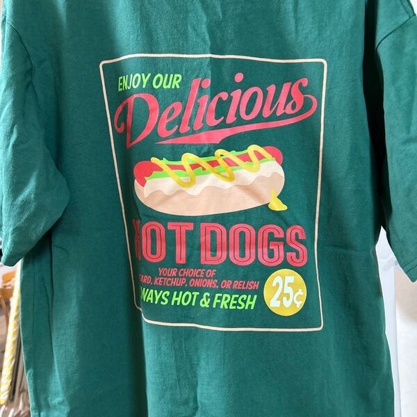 ホットドッグ プリントTシャツ グリーン