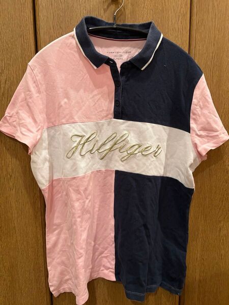 Tommy Hilfiger ポロシャツ レディース ピンク/ネイビー/ホワイト XL