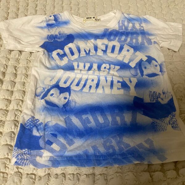 WASK べべ子供服 Tシャツ 110cm ホワイト×ブルー