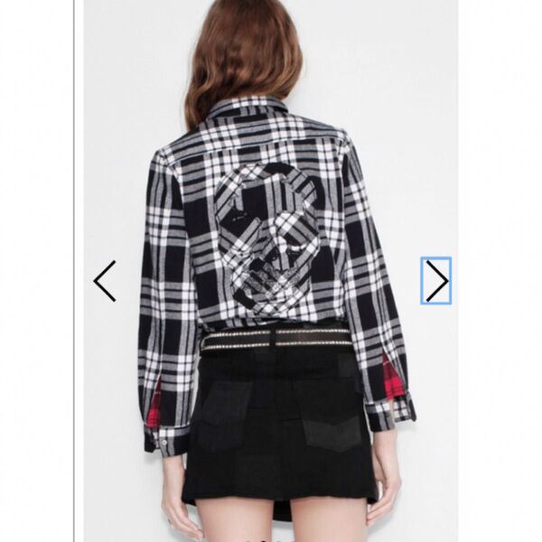 Parisブランド ZADIG&VOLTAIRE モデル着用!完売 スカル ドクロ 骸骨 チェック長袖シャツ