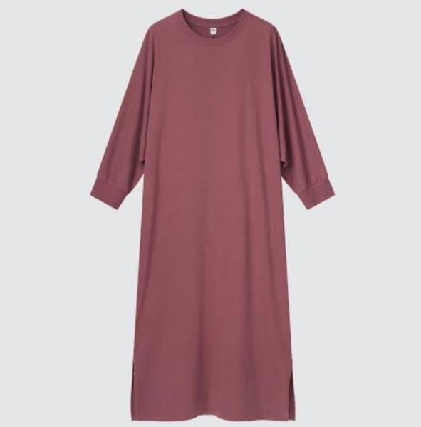 UNIQLO ユニクロ スムースコットンドルマンスリーブワンピース(7部袖) ワンピース チュニック コットン クルーネック