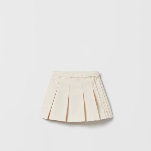 ZARA フリンジ ボックスプリーツ スカート アイボリー 9 134cm