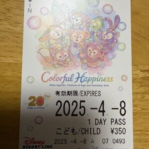 未使用/ DuffyandFriends/ディズニーリゾートライン/フリー切符/20周年/こども