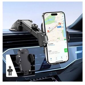 【2024新登場】車載ホルダー 車 スマホスタンド 超強力真空吸盤&送風口兼用