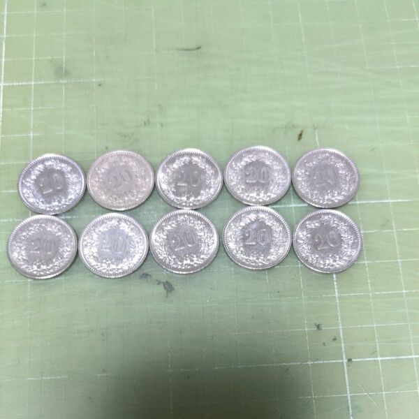 スイス20ラッペン硬貨×10枚