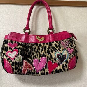 美品ThinkBeeハンドバッグ ピンク レオパード柄 ハート