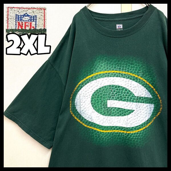 NFLグリーンベイパッカーズビッグロゴtシャツTシャツオーバーサイズ アメフト緑 アメリカンフットボール 半袖 Tシャツ