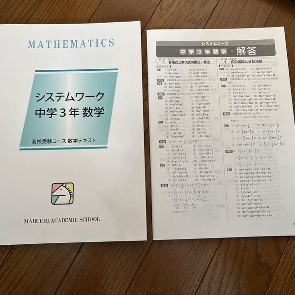 受験生 馬渕教室 システムワーク中学3年数学テキスト解答