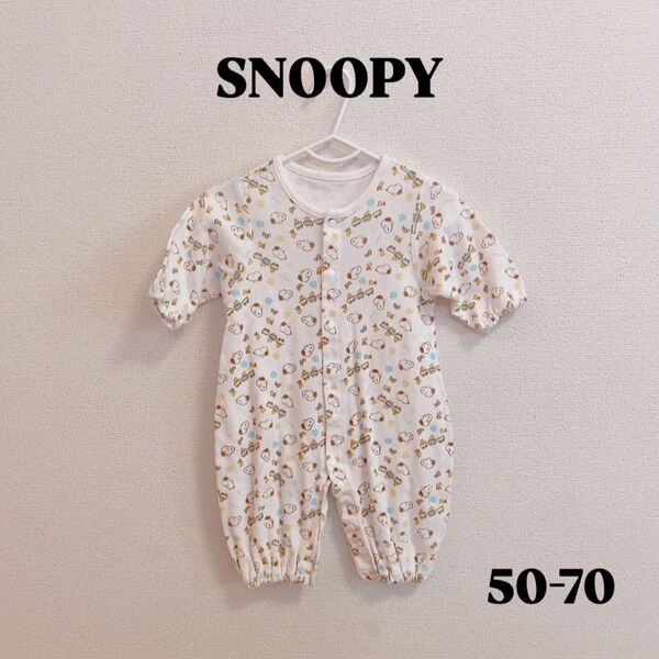 スヌーピー ウッドストック ロンパース 子供服 ベビー服 赤ちゃん 50-70 *