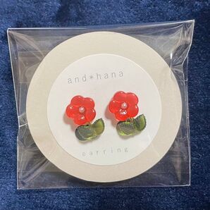 and hana イヤリング ハンドメイド フラワー レッド