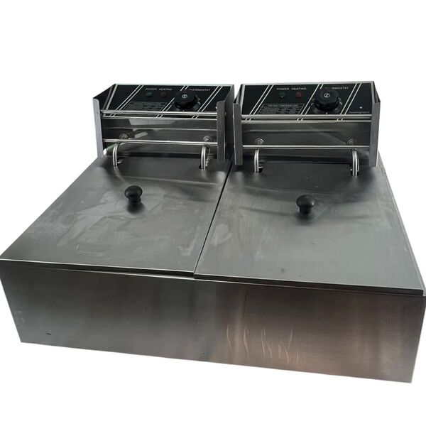 業務用2槽式卓上電気フライヤー 1槽 (6L) ×2店舗用品 厨房機器 業務用 ステンレス 厨房機器 厨房用品 飲食店