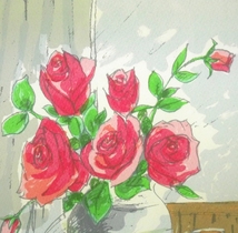 須藤哲也『花瓶のバラ』◆リトグラフ◆直筆サイン有◆限定300版！額装_画像7