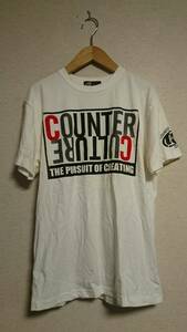 カウンターカルチャー COUNTER CULTURE ロゴ半袖Tシャツ 白　メンズL 胸囲96-104 ㎝　コットン　　　164 3D1216