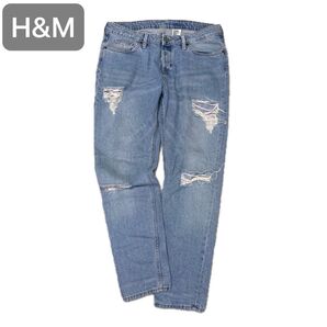 H&M BOYFRIEND LOW WAIST TAPERED LEG デニムパンツ 比翼仕立て ボタンフライデニムパンツ