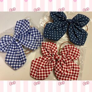 「お値下げ致しました!」リボン☆彡 チョーカー 手作り 3柄 3柄セット 使い方色々 ワンポイントおしゃれ リボン ハンドメイド