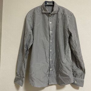 メンズ ストライプシャツ シャツ 長袖 ストライプ 長袖シャツ Sacro 男女兼用 サイズM