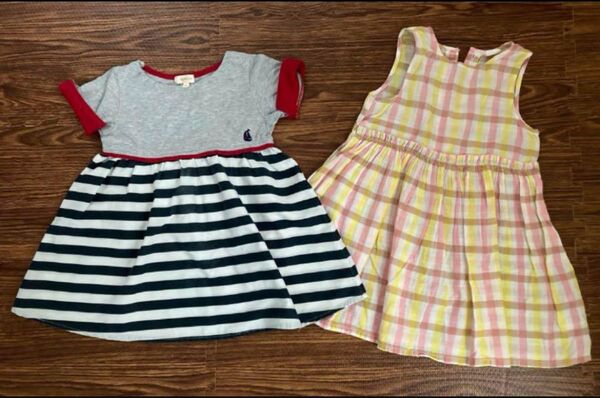 2枚セット H&M ハッシュアッシュ ワンピース 90 チュニック 夏 チェック 女の子