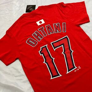 【未使用】ロサンゼルス・エンゼルス #17 大谷翔平 MAJESTIC 半袖Tシャツ メンズ S 日本国旗 レア デッドストック