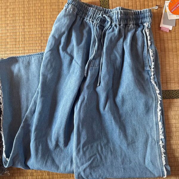 パンツ ウエストゴム ワイドパンツ L